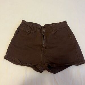 SHEIN Chocolate Brown Denim Shorts